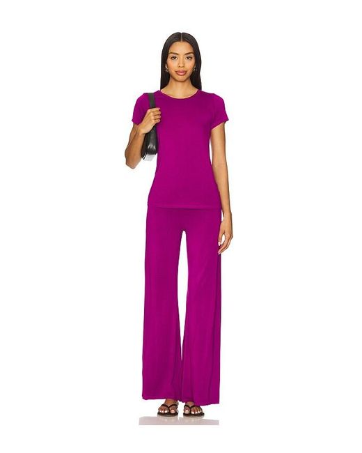 Michael Lauren Purple Tucker Short Sleeve Fitted Tee