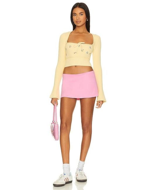 GUIZIO Pink Micro Mini Stretch Skirt