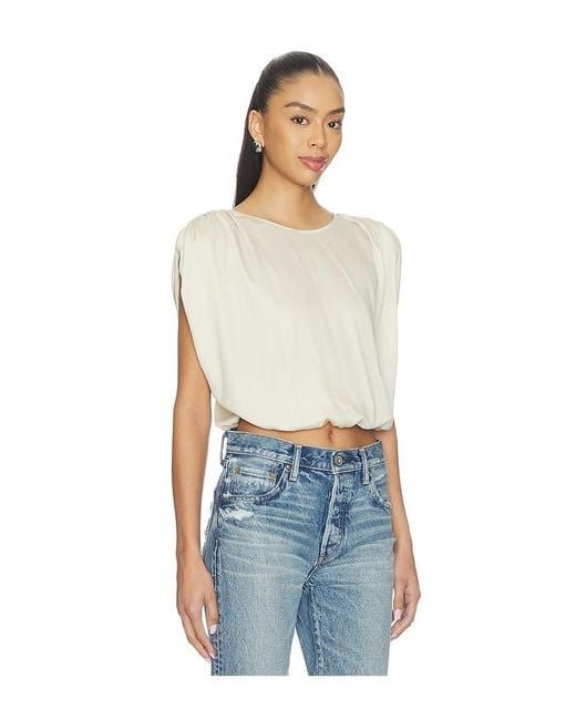 Moussy Blue Satin Shell Cap Top