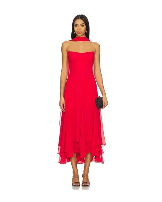 Amanda Uprichard Red Monterey Dress With Scarf