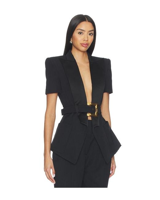 Balmain Tailored Grain De Poudre Jacket In Black & Noir
