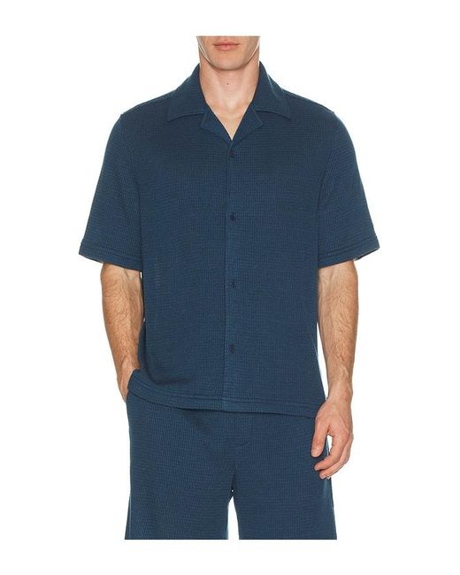 Jonathan Simkhai Blue Troy Short Sleeve Shirt for men