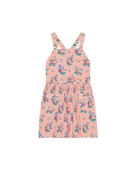 Polo Ralph Lauren Pink Sleeveless Cotton Floral Pinafore Dress