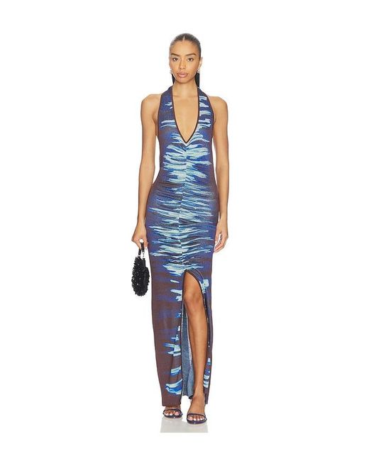 Ph5 Blue Rohu Lake Print Long Dress