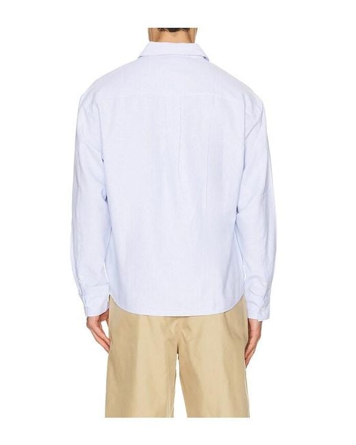 BOUND White Half Button Script Oxford Shirt for men