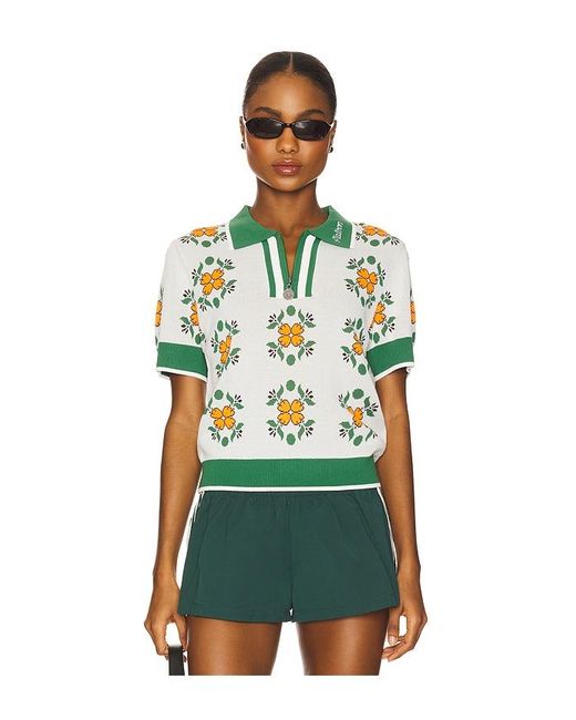 Malbon Golf Green Lucia Quarter Zip Polo Top