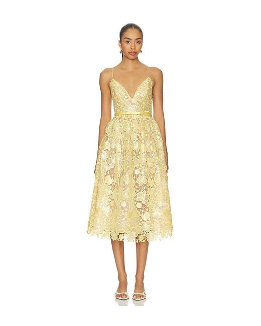retroféte Yellow Eulalia Lace Dress