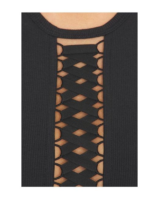 HAELO Black Lace Up Tank Top