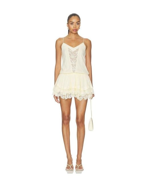 MORE TO COME Natural Chrissiana Mini Dress