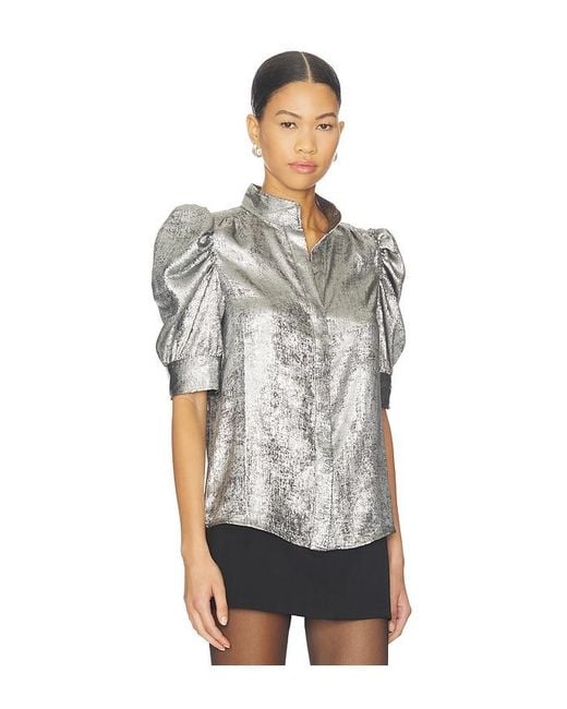 FRAME Gray The Shiny Gillian Blouse