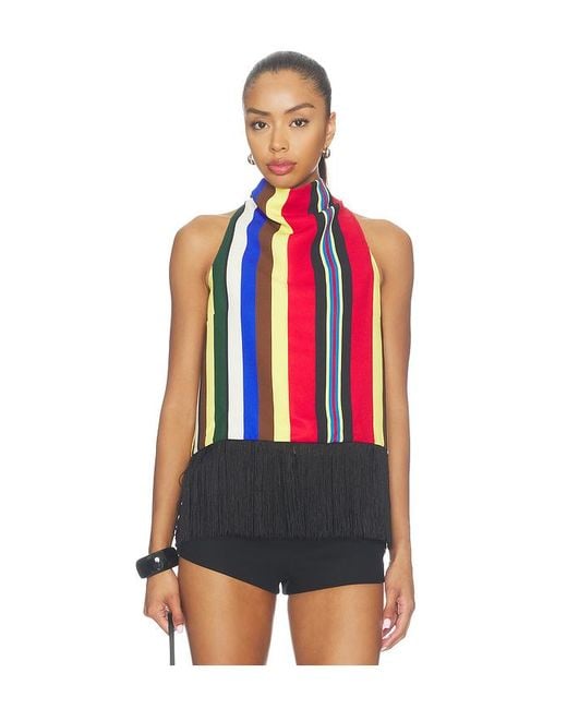 Simon Miller Red Tia Crepe Fringe Top