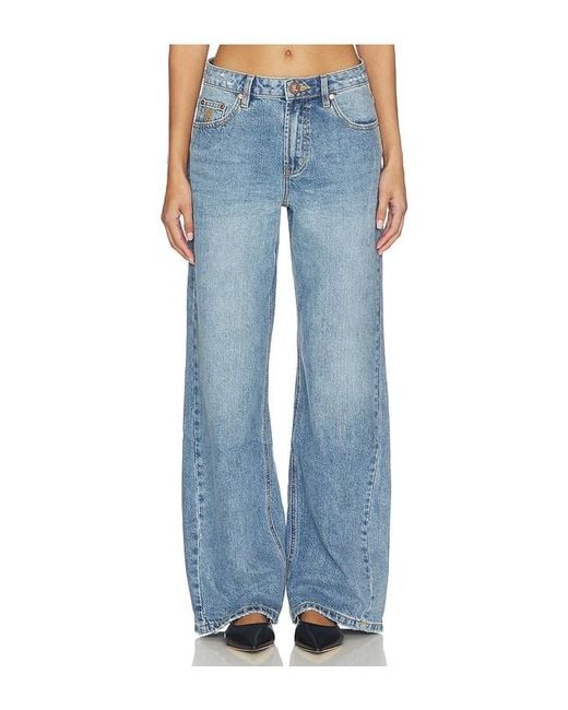 One Teaspoon Blue Jackson Mid Waist Wide Leg Jeans