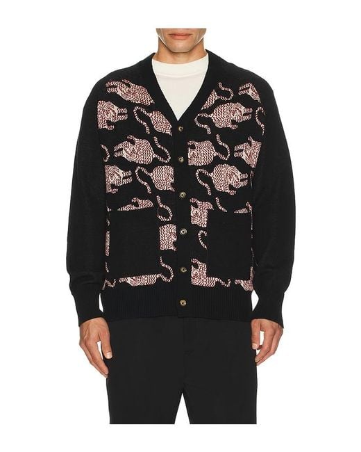 Kardo Black Agamay Knitted Cardigan With Patch Pockets for men