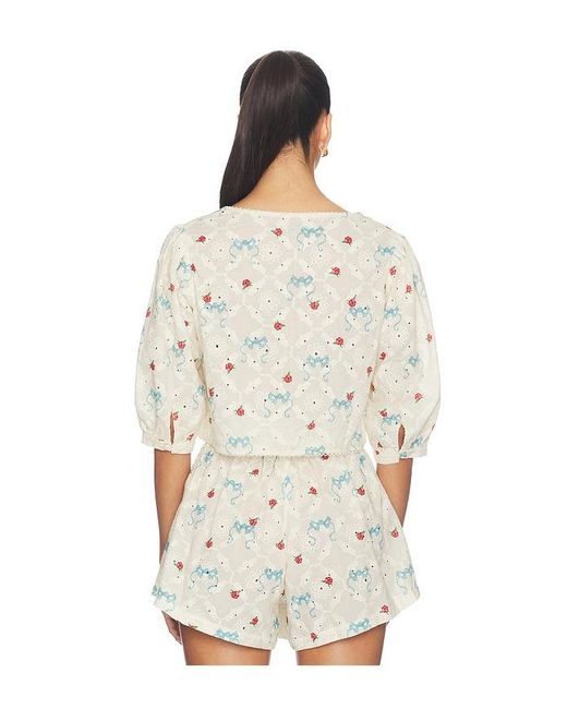 Agua Bendita White Salem Print Cherish Top