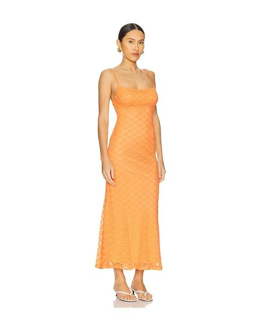 Bardot Orange Adoni Mesh Midi Dress