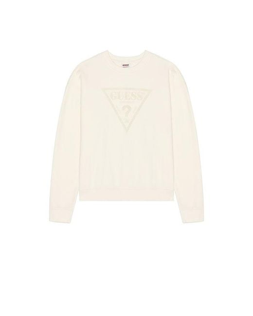Guess White Vintage Triangle Crew Neck Sweatshirt for men