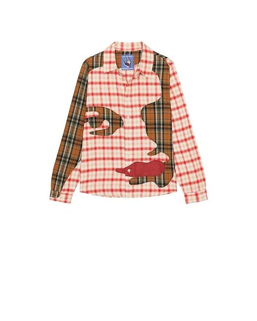 メンズ Kidsuper Patchwork Face フランネルシャツ Red