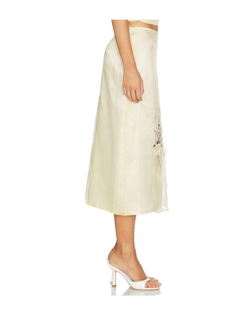 Tanner Fletcher Natural Lisel Embroidered Daisy Skirt
