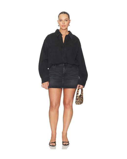 GOOD AMERICAN Black Denim Shirt Dress