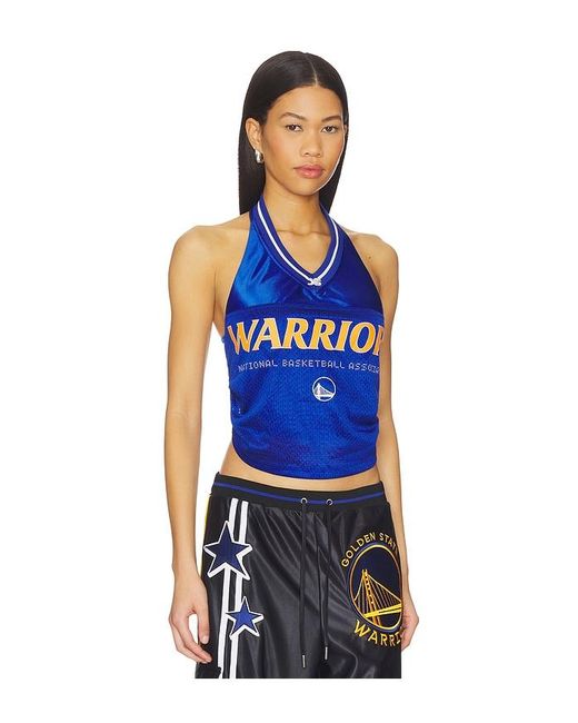 OFF SEASON Blue Jersey Halter Top