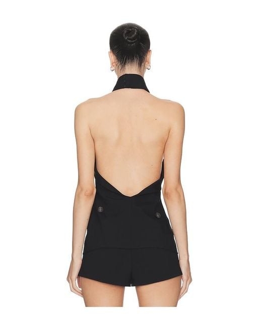 Halo Black Wrap Lapel Halter Top