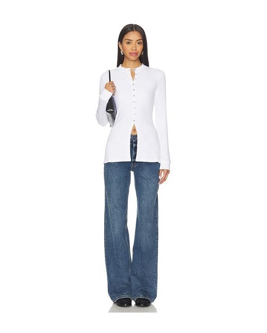 ALIGNE White Daphne Rib Placket Top
