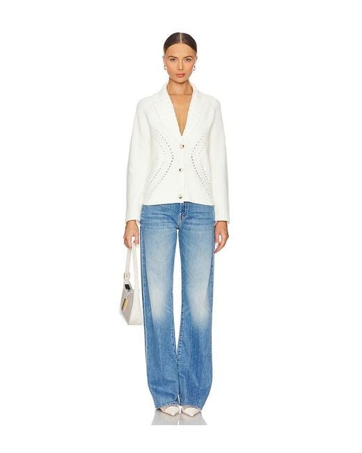 Central Park West White Rosette Engineered Pointelle Jacket