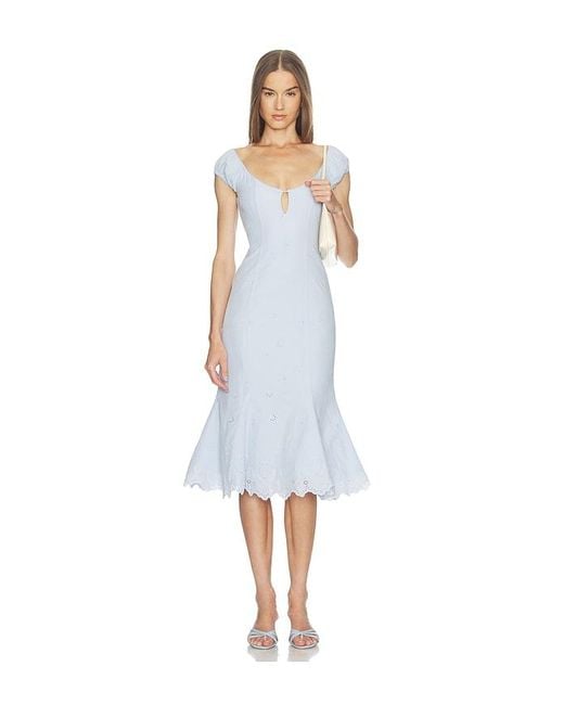 LOBA White Bonita Eyelet Midi Dress