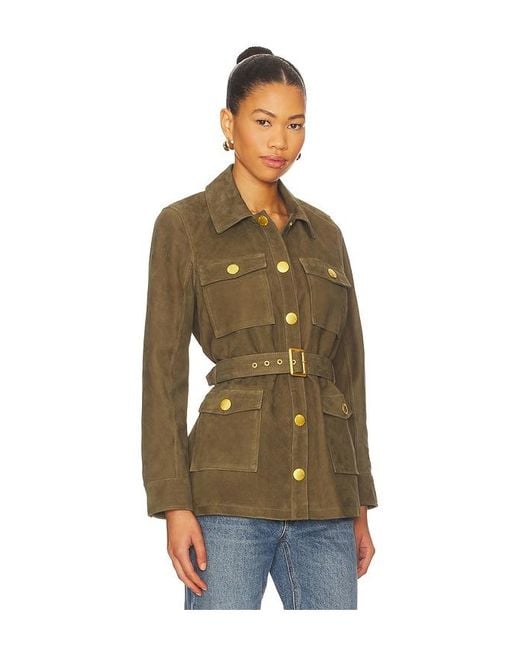 L'Agence Green Ishani Belted Suede Jacket