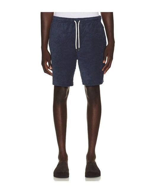 Faherty Brand Blue Cabana Towel Terry Sweatshort for men