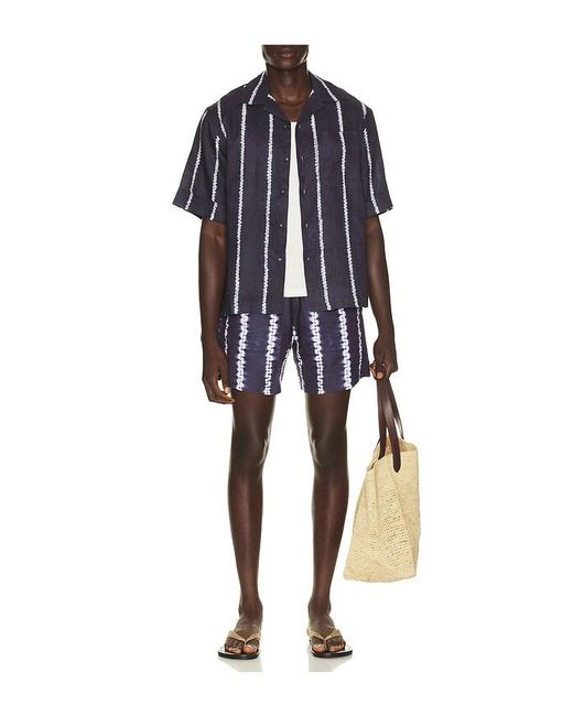 Commas Blue Shibori Stripe Classic Swim Short for men