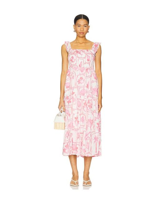 MINKPINK Bria Frill Midi Dress Pink