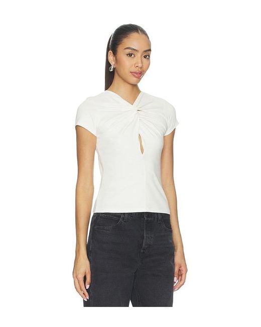 GRLFRND Blue Keyhole Twist Short Sleeve Tee