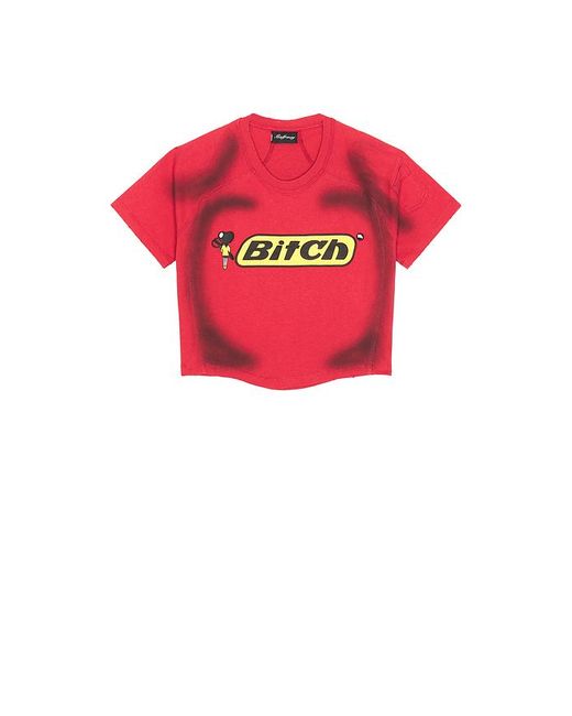 MADFRENZY Red Bitch Cropped T-Shirt for men