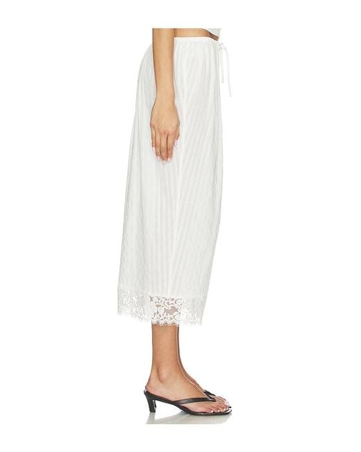 YUHAN WANG White Lace Hem Drawstring Skirt