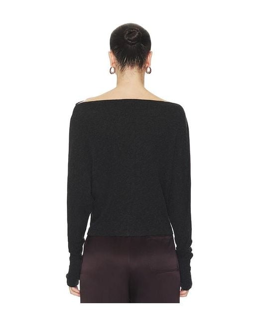 Enza Costa Black Cashmere Jersey Dolman Top