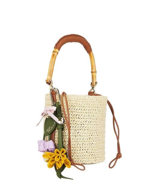 Self-Portrait Metallic Soft Raffia Bucket Bag