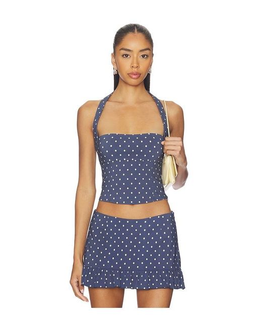 Tiger Mist Blue Rio Halter Tie Bustier Top
