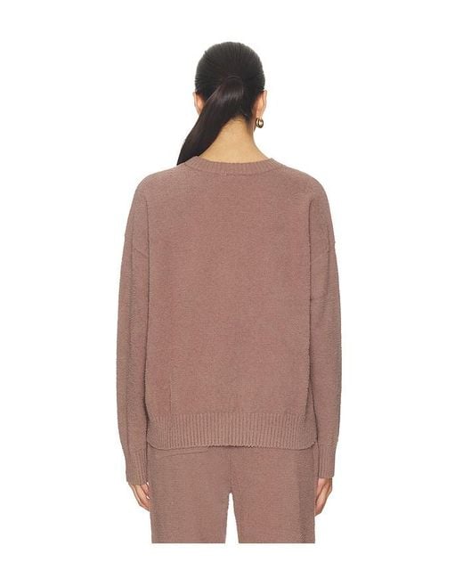 Eberjey Brown Boucle Crew Neck Pullover