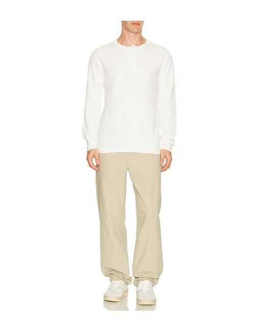 Reigning Champ White Lightweight Waffle Standard Henley for men