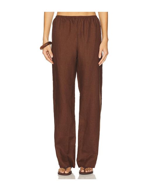 DONNI. Brown X Revolve The Linen Simple Pant