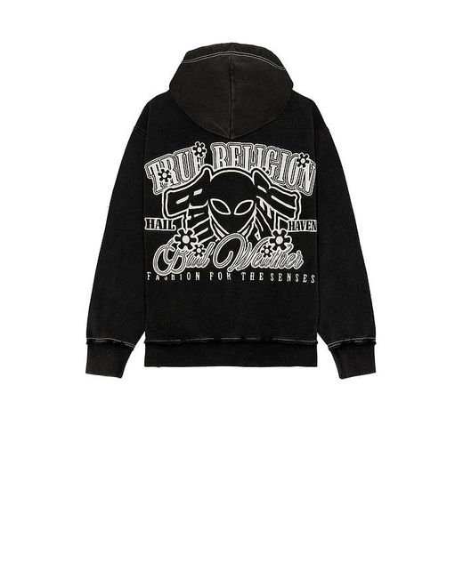 True Religion Black X Bad Weather Relaxed Zip Hoodie for men