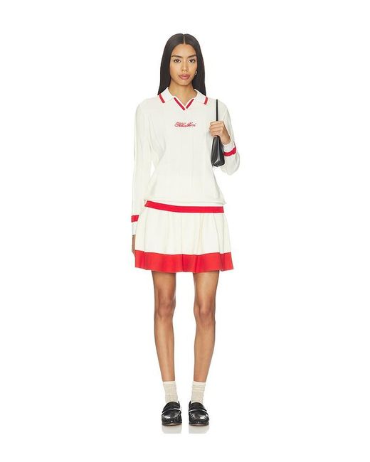 Khalhon White V-Tipped Varsity Knit Pullover