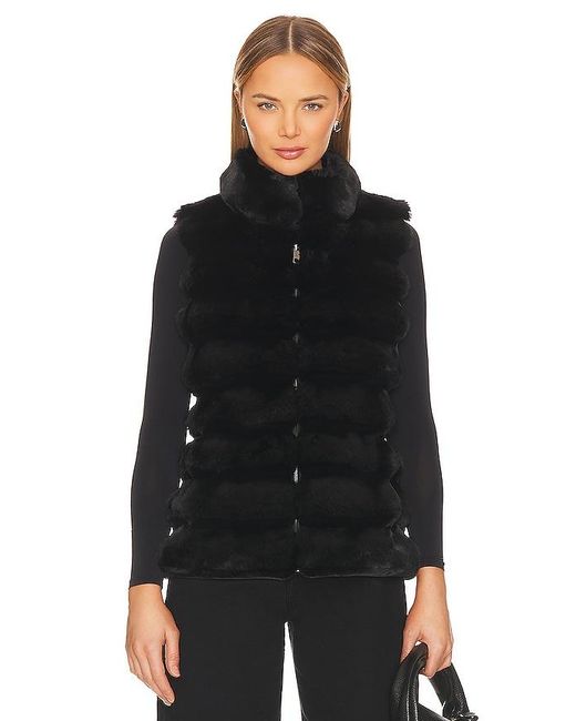 Jocelyn Black Plush Faux Fur Reversible Vest