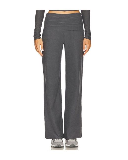 Beyond Yoga Gray Spacedye Foldover Wide Leg Pant