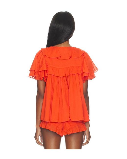 Show Me Your Mumu Red Rosalie Ruffle Top