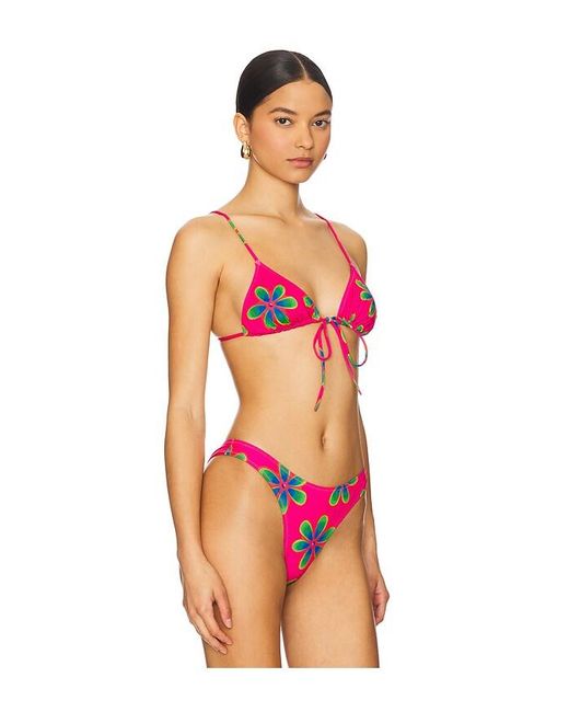 Heavy Manners Pink Triangle Front Tie Bikini Top