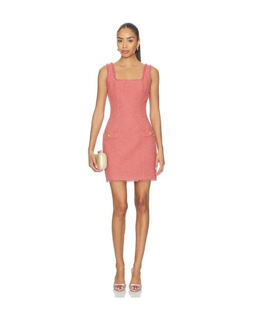 Balmain Red Two Pockets Straight Tweed Short Dress