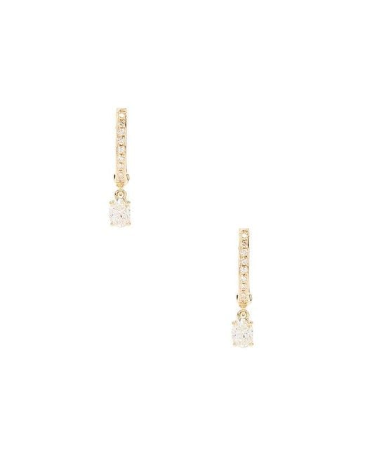 EF Collection Metallic Oval Drop Diamond Mini Huggie Earrings