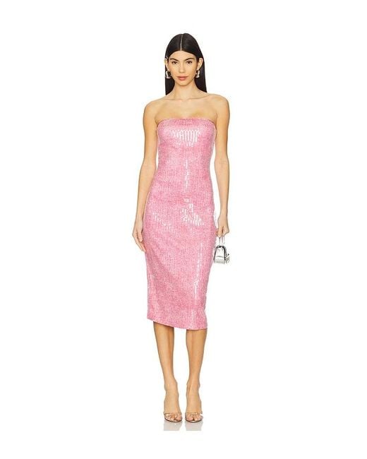 Susana Monaco Pink Clear Sequin Knit Tube Dress